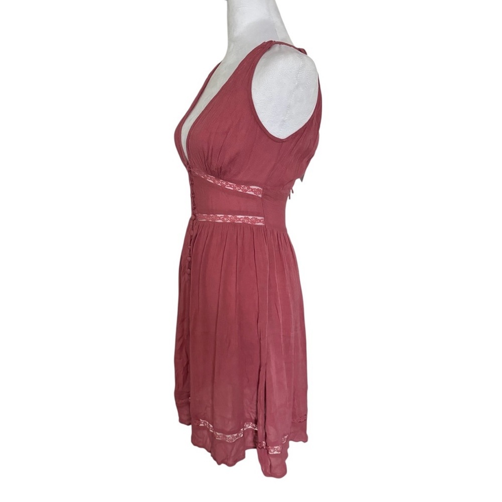 ASOS Dusty Rose Lace Trim Plunge Dress NWT Size 4 - Picture 7 of 12